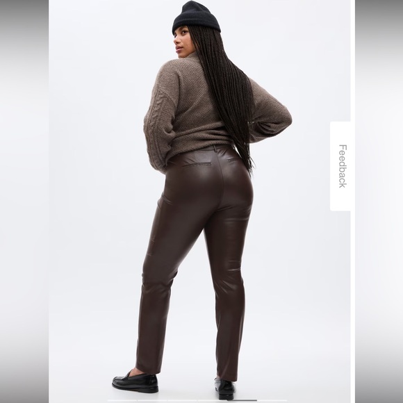 NWT ladies size 14 Gap Brown Mid Rise Vegan Leather Skinny Pants - Picture 2 of 13